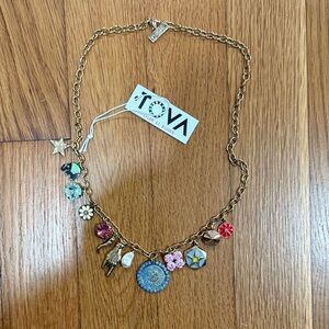 Gold Necklace with Colorful Charms
